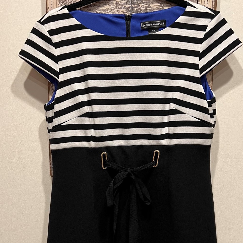 "Fun" petite black and white dress